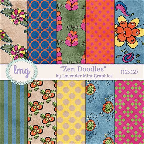Download Free Zen Doodles Digital Scrapbook Paper Crafts